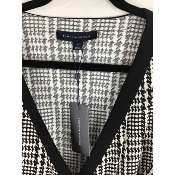 Tommy Hilfiger Dress 14 White Houndstooth Wrap New - Picture 5 of 7
